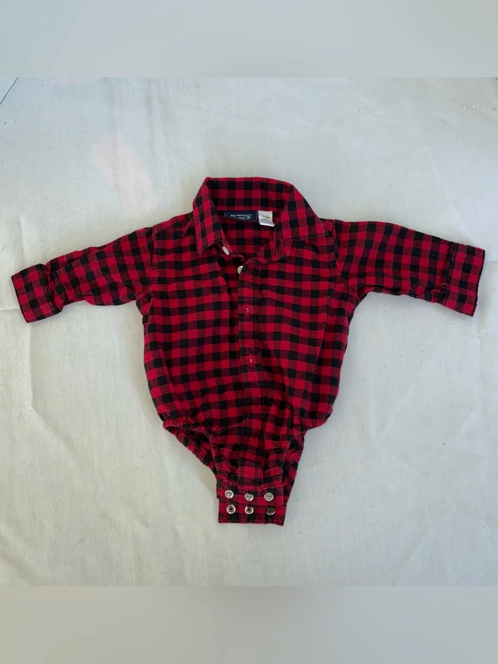 Children's Place Collared Buffalo Plaid Onsie